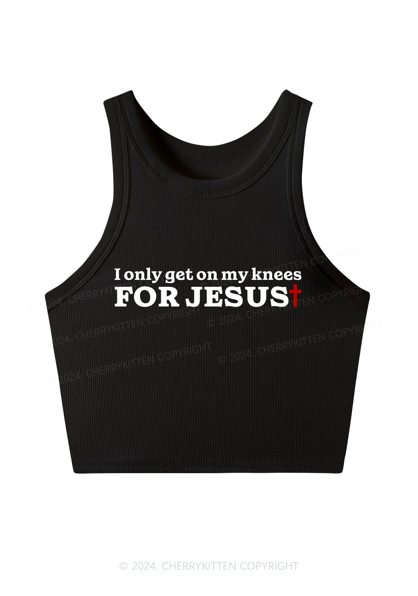 Get On Knees For Jesus Y2K Crop Tank Top Cherrykitten