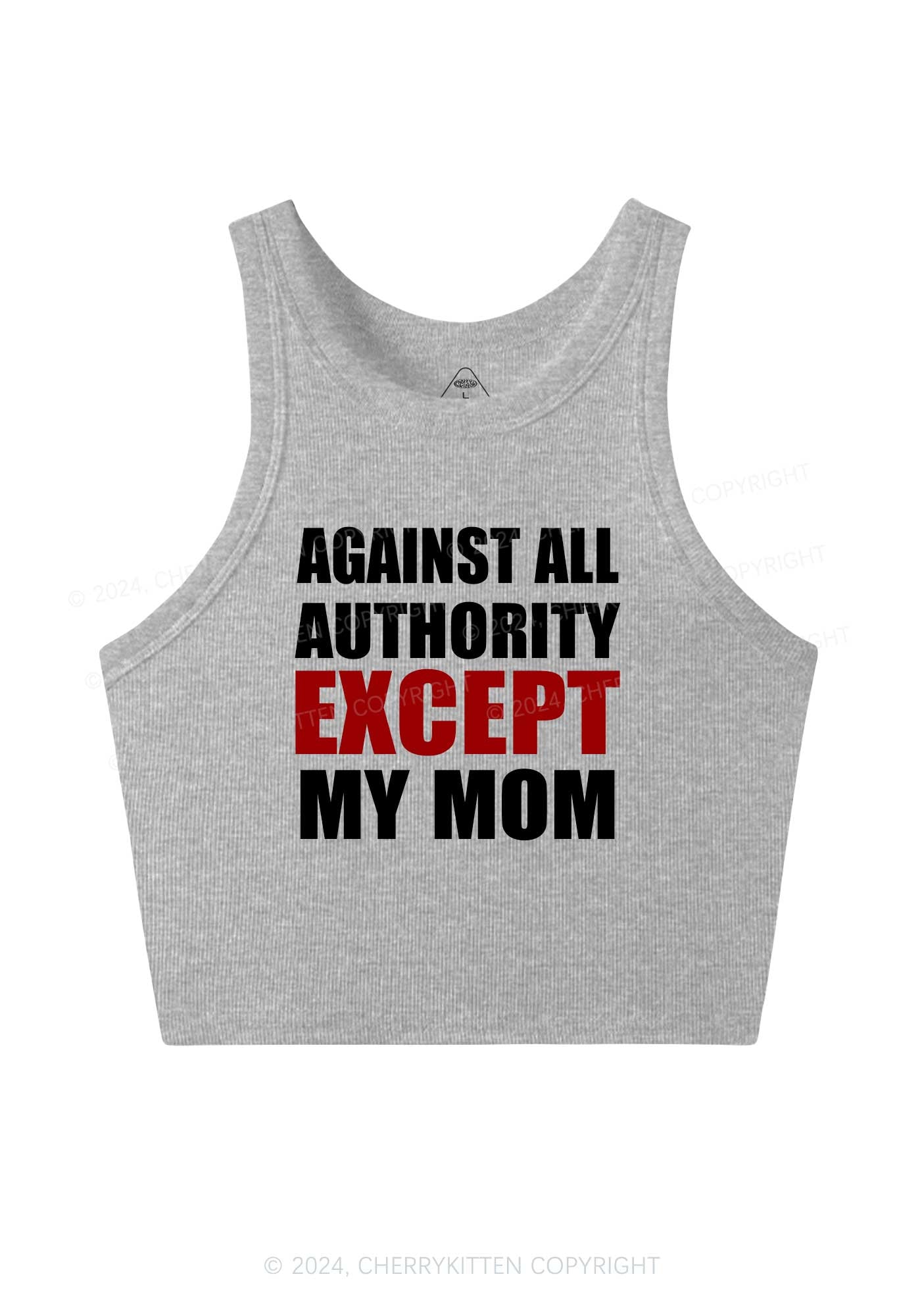 Against Authority Except Mom Y2K Crop Tank Top Cherrykitten