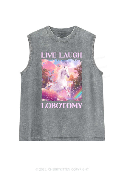 Live Laugh Lobotomy Unicorn Y2K Washed Tank Cherrykitten