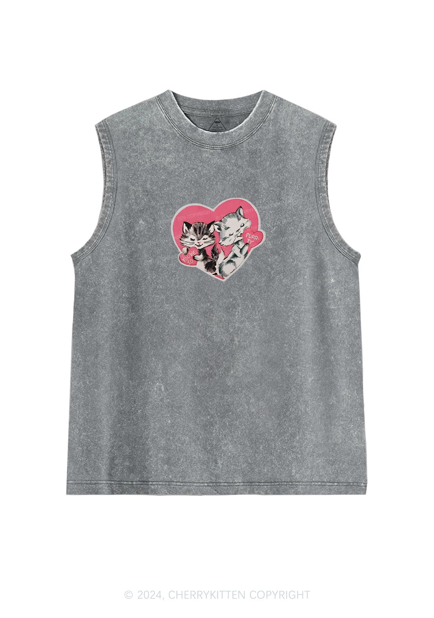 You Are So Purrty Y2K Valentine's Day Washed Tank Cherrykitten