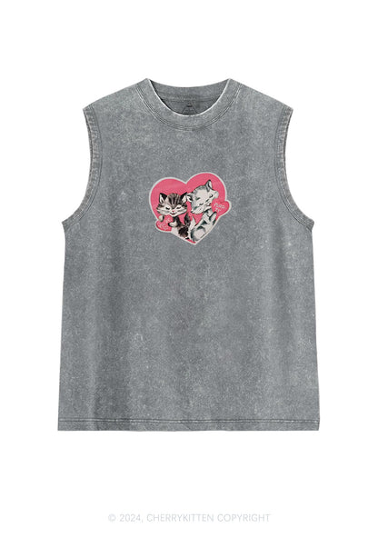 You Are So Purrty Y2K Valentine's Day Washed Tank Cherrykitten