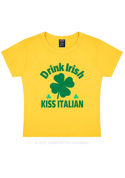 Drink Irish Kiss Italian St Patricks Y2K Baby Tee Cherrykitten