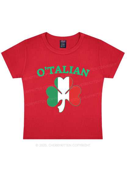 OTalian Shamrock St Patricks Y2K Baby Tee Cherrykitten