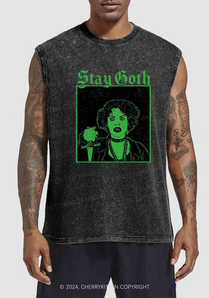 Halloween Stay Goth Y2K Washed Tank Cherrykitten