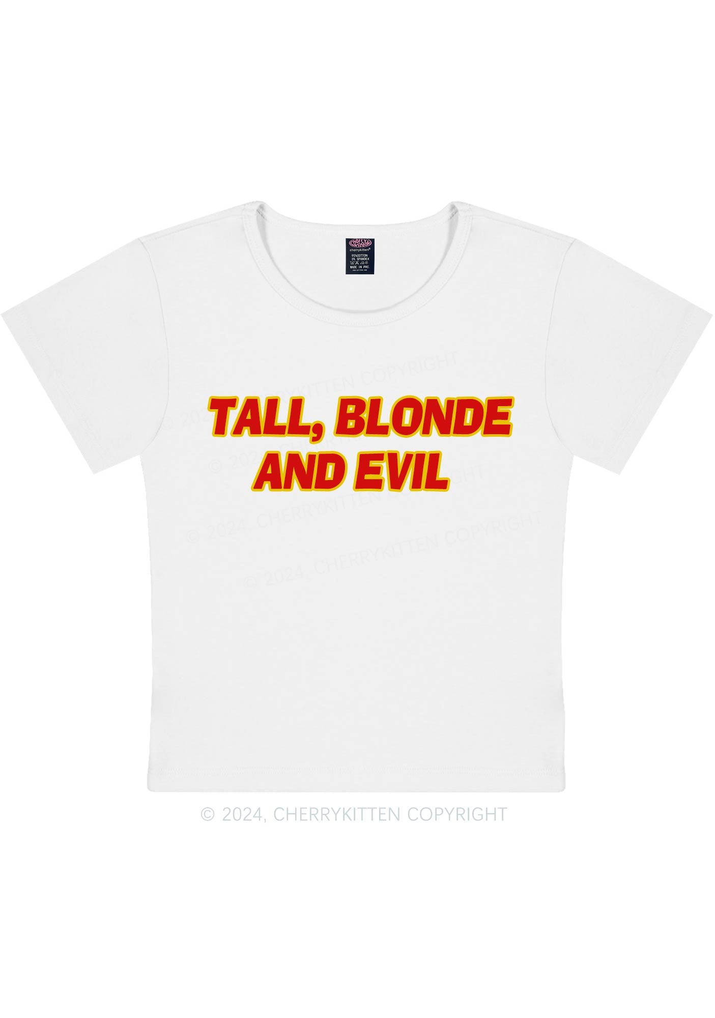 Tall Blonde And Evil Y2K Baby Tee Cherrykitten