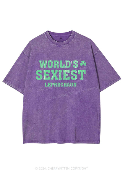 Worlds Sexiest Leprechaun St Patricks Y2K Washed Tee Cherrykitten