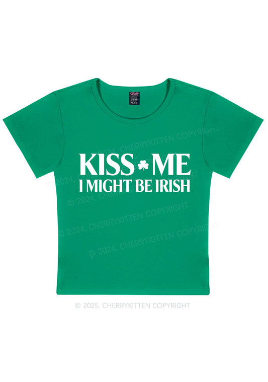 Kiss Me St Patricks Y2K Baby Tee Cherrykitten