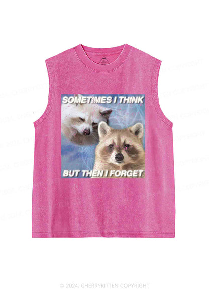 Raccoon Sometimes Think Y2K Washed Tank Cherrykitten