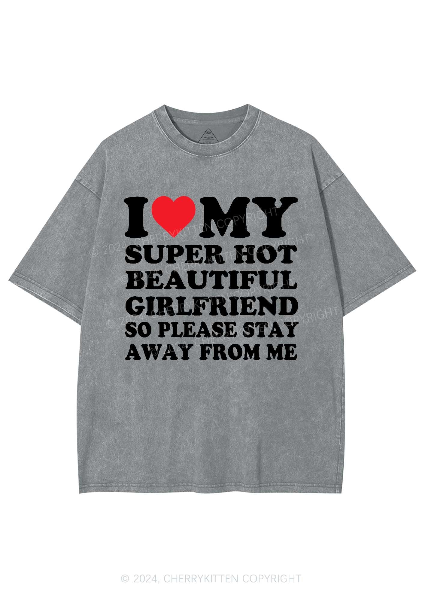 Love My Hot Girlfriend Y2K Valentine's Day Washed Tee Cherrykitten