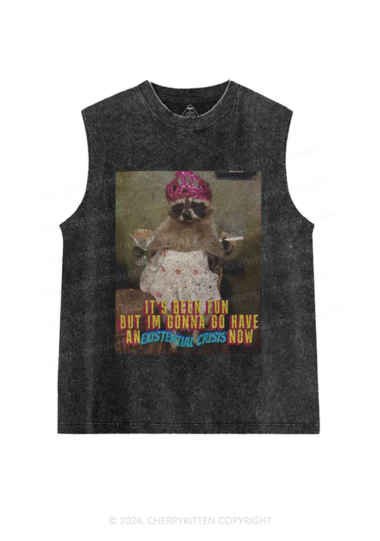 Raccoon Existential Crisis Y2K Washed Tank Cherrykitten