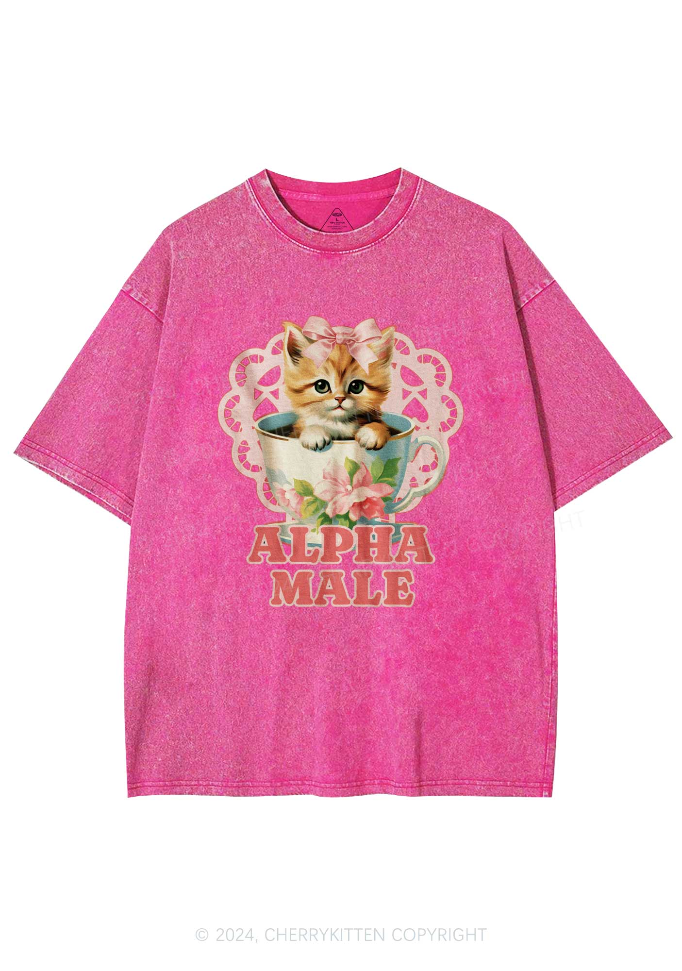 Alpha Male Cup Kitten Y2K Washed Tee Cherrykitten