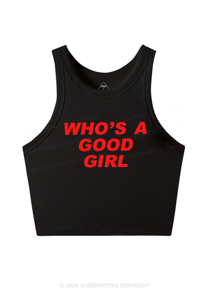 Who's A Good Girl Y2K Crop Tank Top Cherrykitten