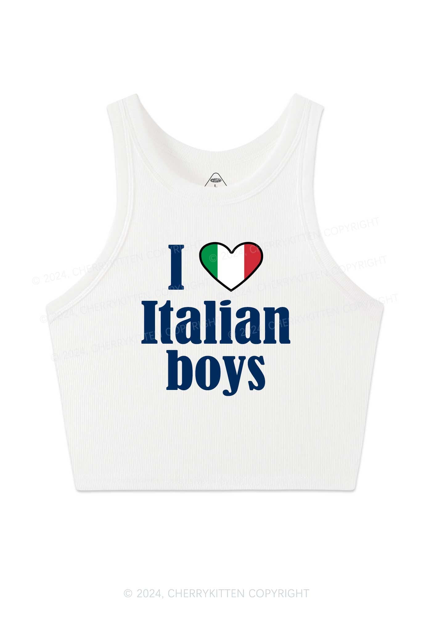 I Love Italian Boys Y2K Crop Tank Top Cherrykitten