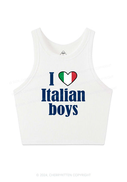 I Love Italian Boys Y2K Crop Tank Top Cherrykitten