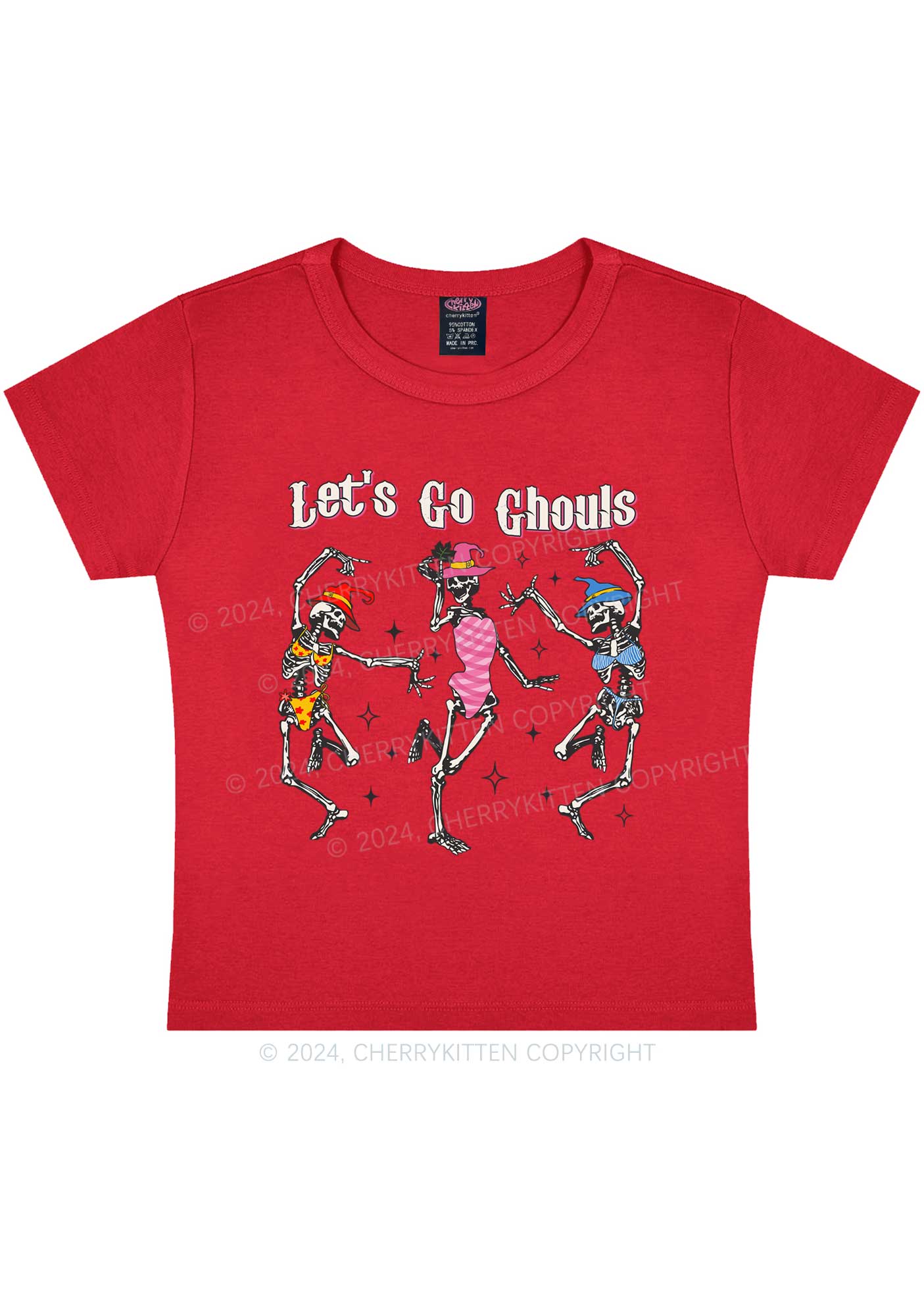 Halloween Let's Go Ghouls Y2K Baby Tee Cherrykitten