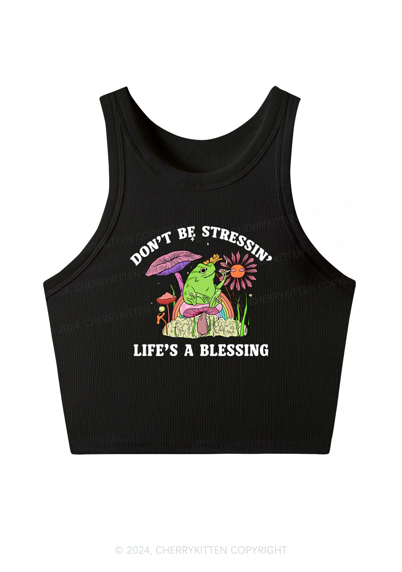 Don't Be Stressin Y2K Crop Tank Top Cherrykitten