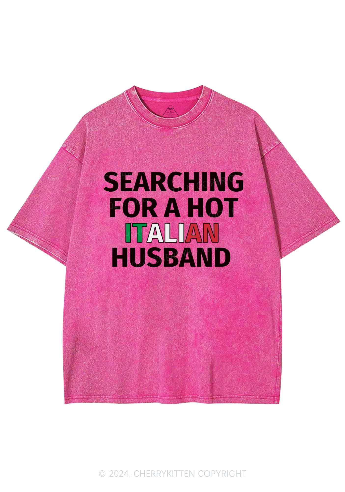 Hot Italian Husband Y2K Valentine's Day Washed Tee Cherrykitten