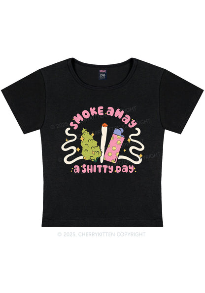 Smoke Away A Shixxy Day Y2K Baby Tee Cherrykitten