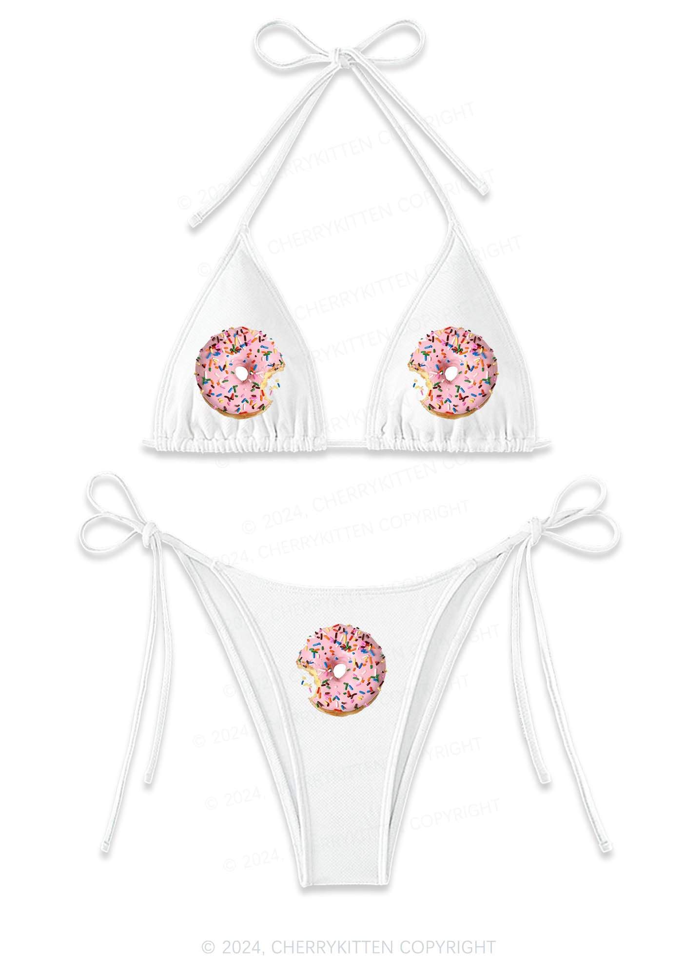 Candy Donuts Y2K Halter Triangle Bikini Set Cherrykitten