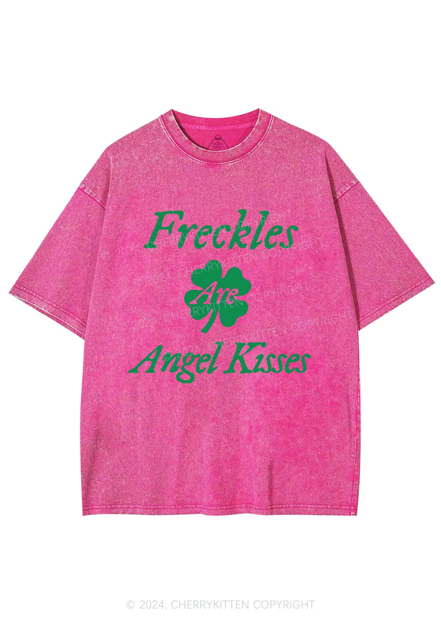 Freckles Are Angel Kisses St Patricks Y2K Washed Tee Cherrykitten