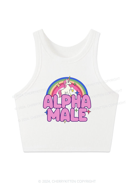 Rainbow Unicorn Alpha Male Y2K Crop Tank Top Cherrykitten