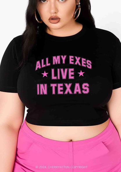 Curvy Custom My Exes Live In Texas Y2K Baby Tee Cherrykitten