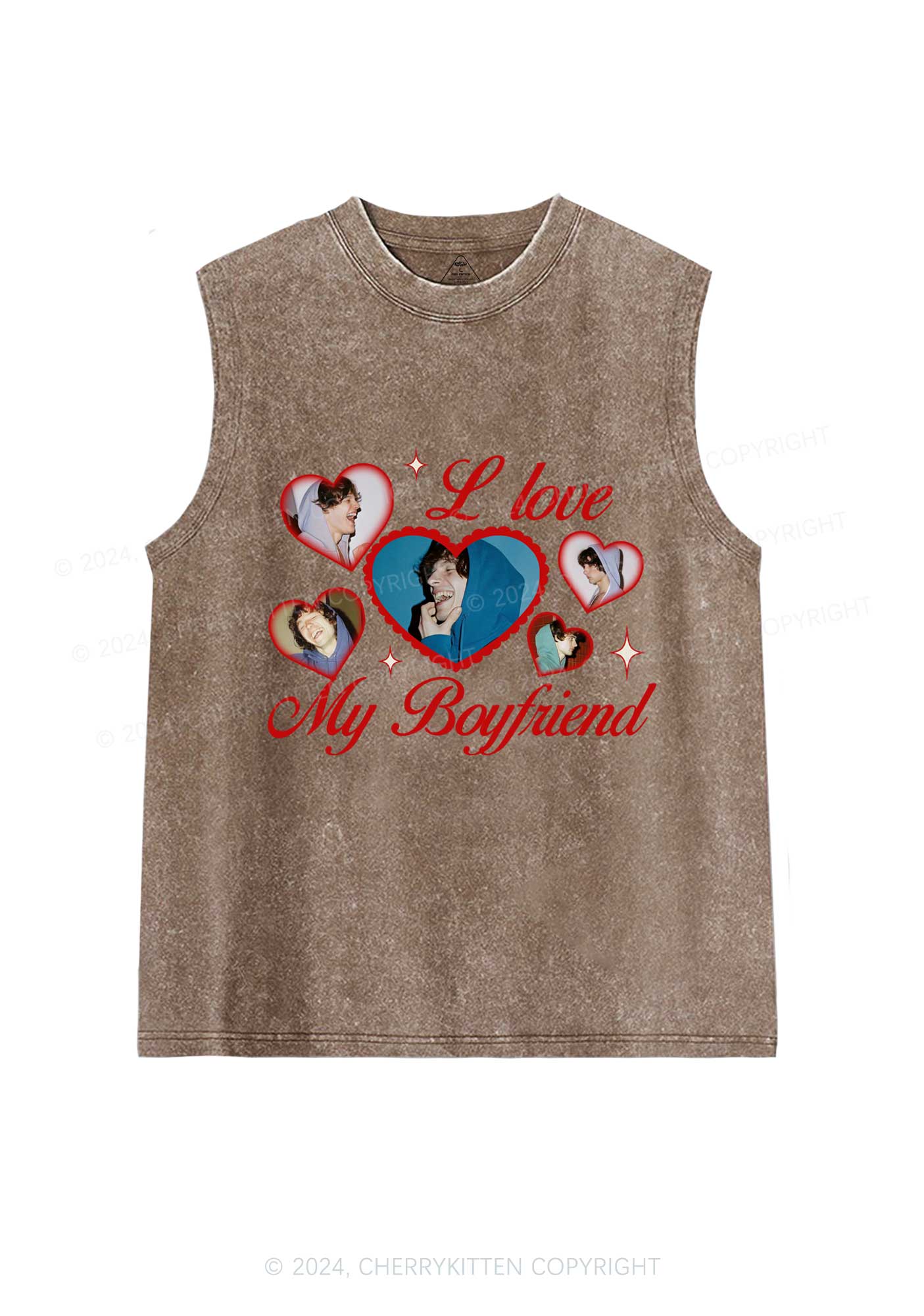 Custom Boyfriend Photos Y2K Valentine's Day Washed Tank Cherrykitten