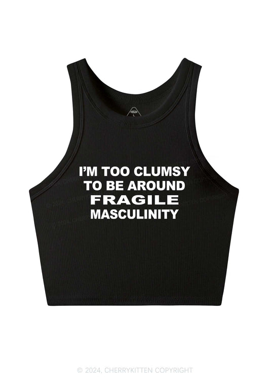 I'm Too Clumsy Y2K Crop Tank Top Cherrykitten