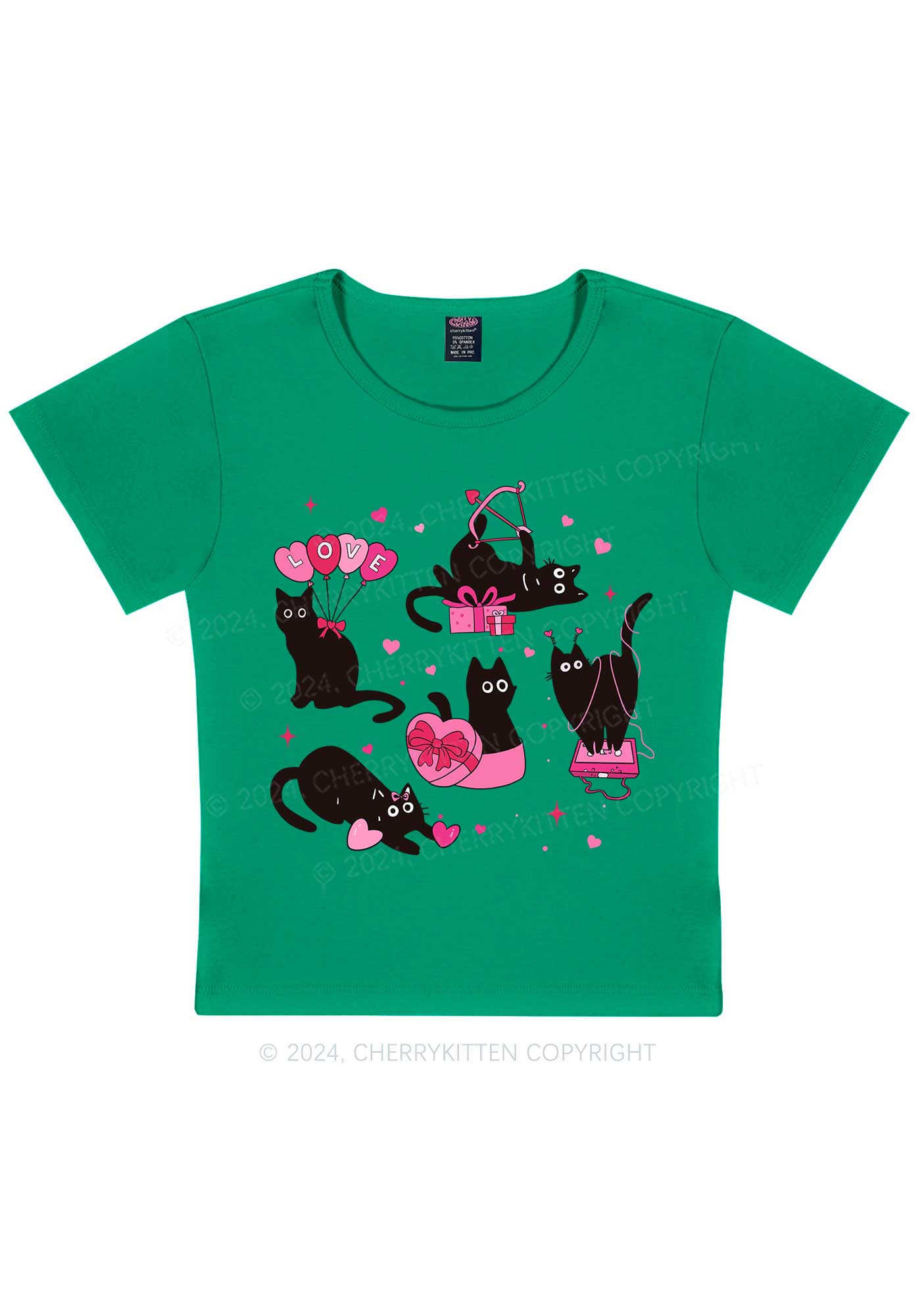 Black Kitten Y2K Valentine's Day Baby Tee Cherrykitten