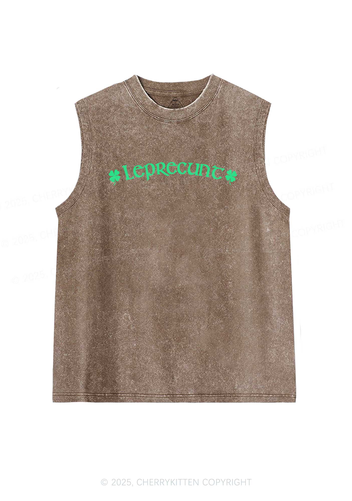 Leprecunt St Patricks Y2K Washed Tank Cherrykitten