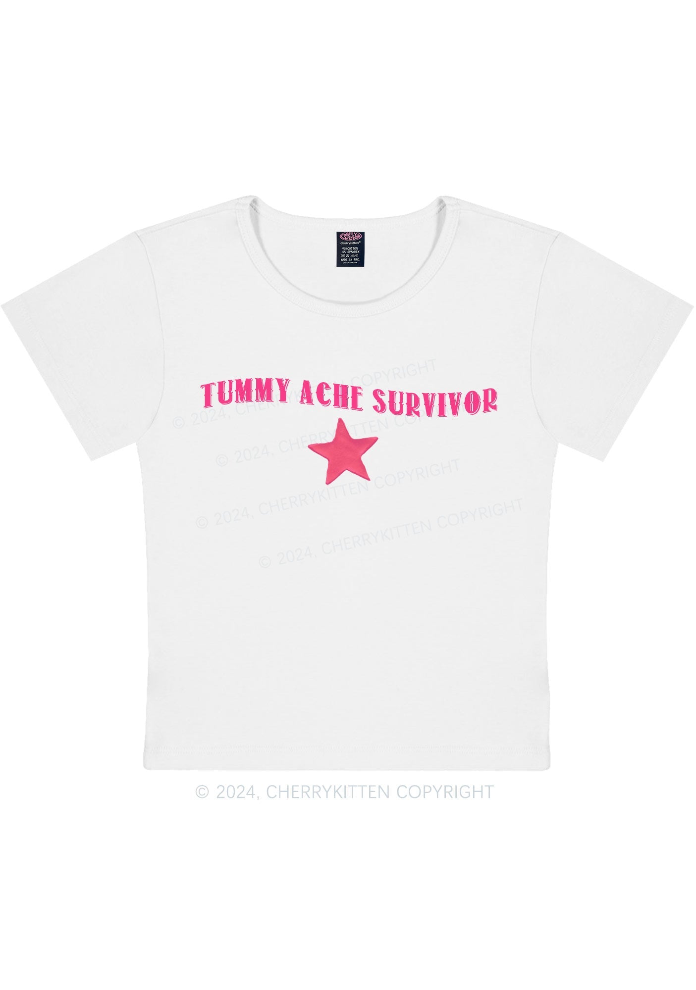 Tummy Ache Survivor Y2K Baby Tee Cherrykitten