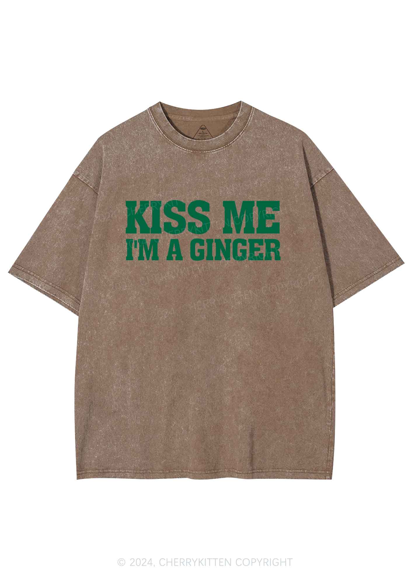 Kiss Me Im Ginger St Patricks Y2K Washed Tee Cherrykitten