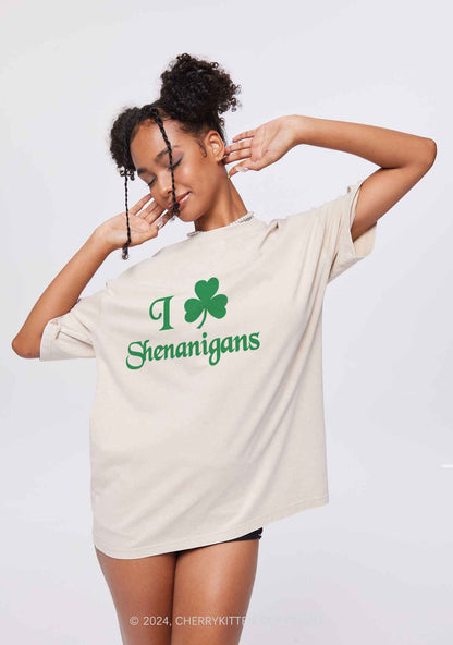 I Love Shenanigans St Patricks Y2K Washed Tee Cherrykitten