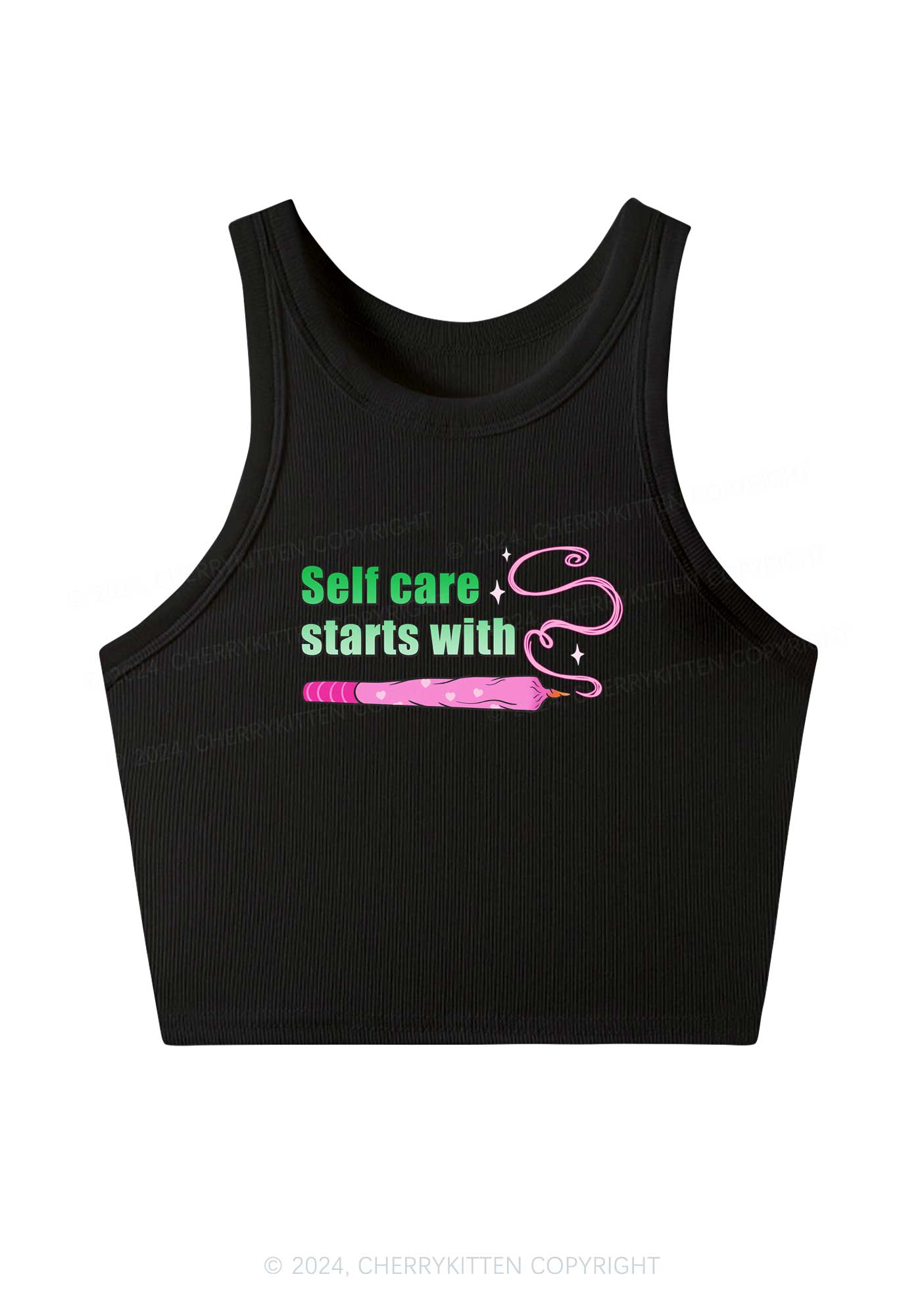 Self Care Starts Y2K Crop Tank Top Cherrykitten