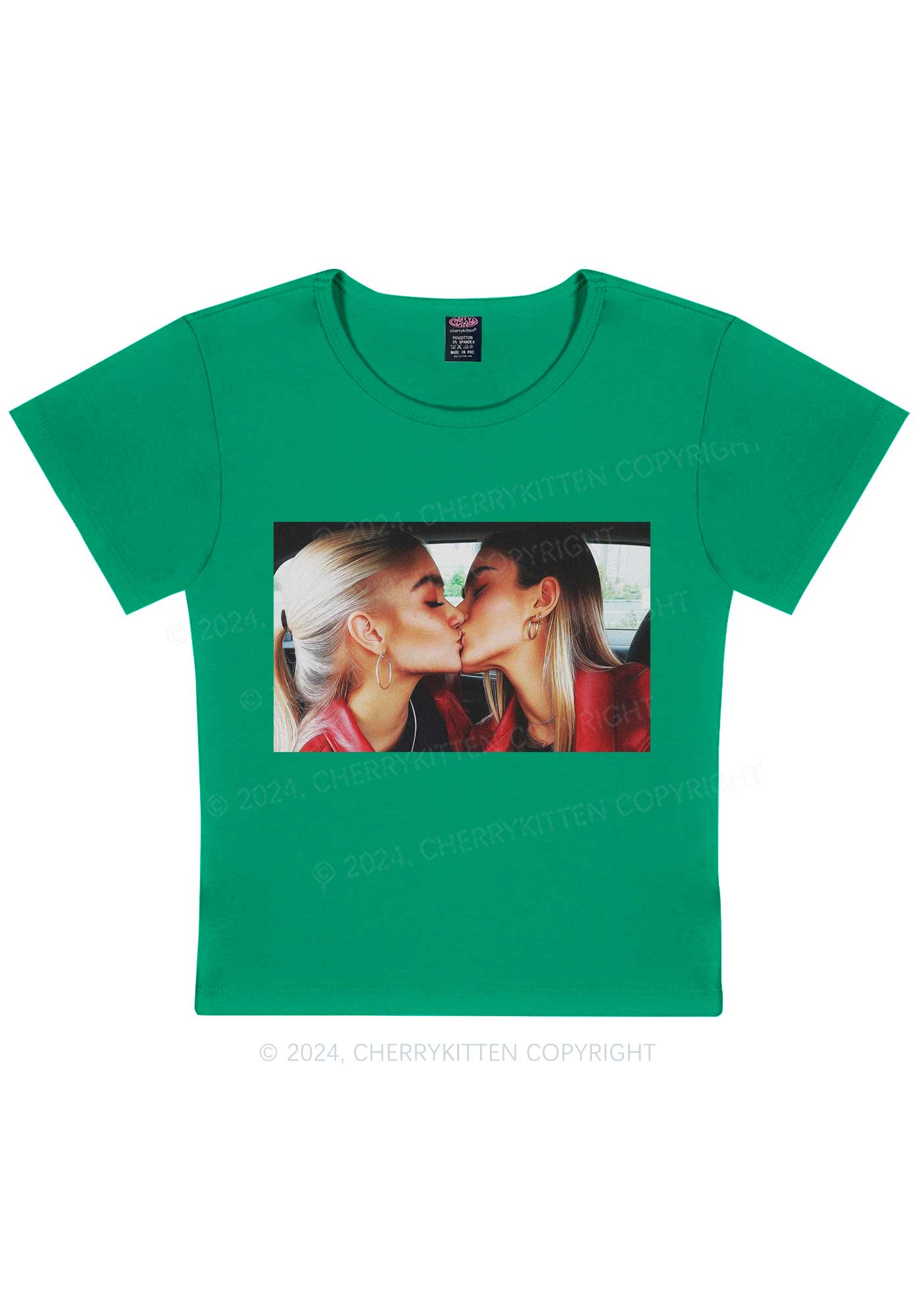 Girls Kiss Y2K Valentine's Day Baby Tee Cherrykitten