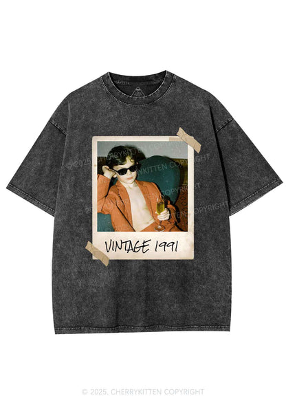 Custom Vintage Photo And Year Y2K Washed Tee Cherrykitten