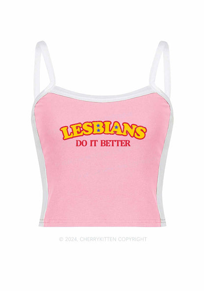 Lesbians Do It Better Y2K Color Block Crop Cami Top Cherrykitten