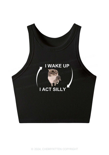 Wake Up Act Silly Y2K Crop Tank Top Cherrykitten