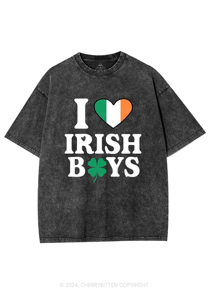 Irish Boy Shamrock St Patricks Y2K Washed Tee Cherrykitten