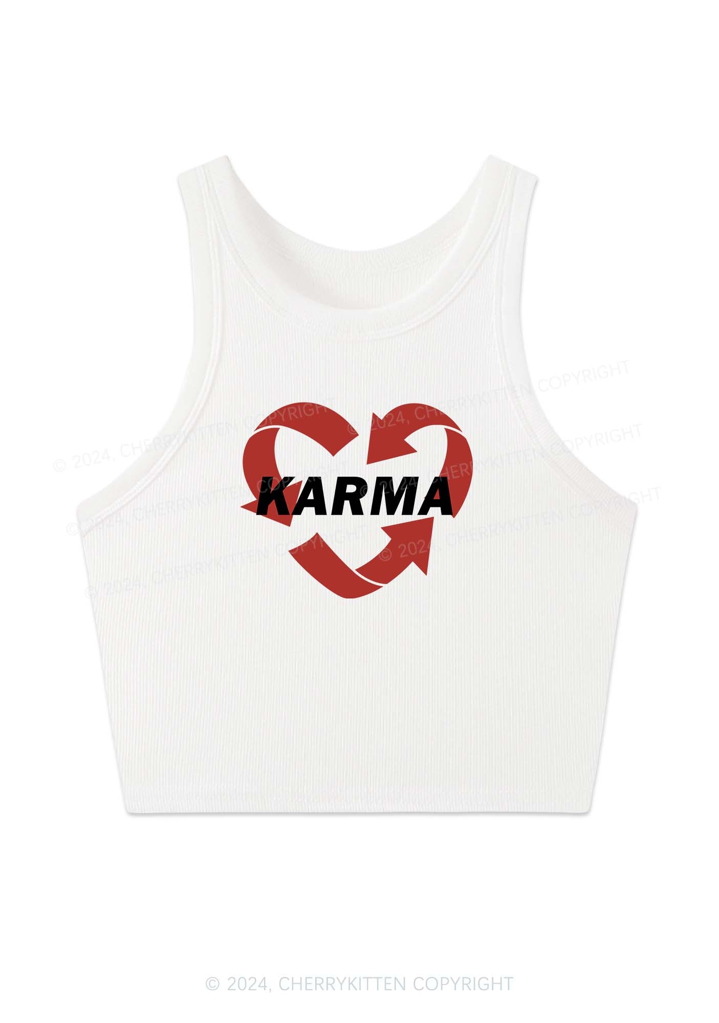 Karma Heart Y2K Crop Tank Top Cherrykitten