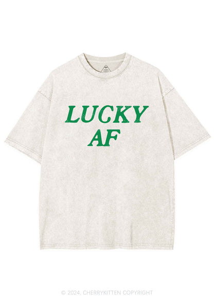 Lucky AF St Patricks Y2K Washed Tee Cherrykitten