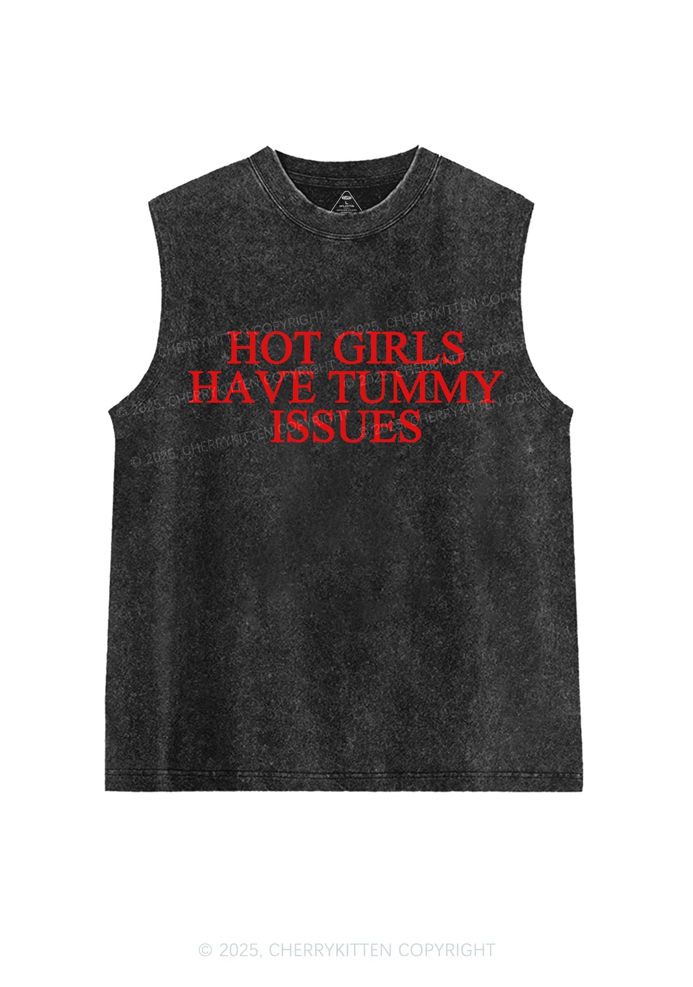 Hot Girls Have Tummy Issues Y2K Washed Tank Cherrykitten