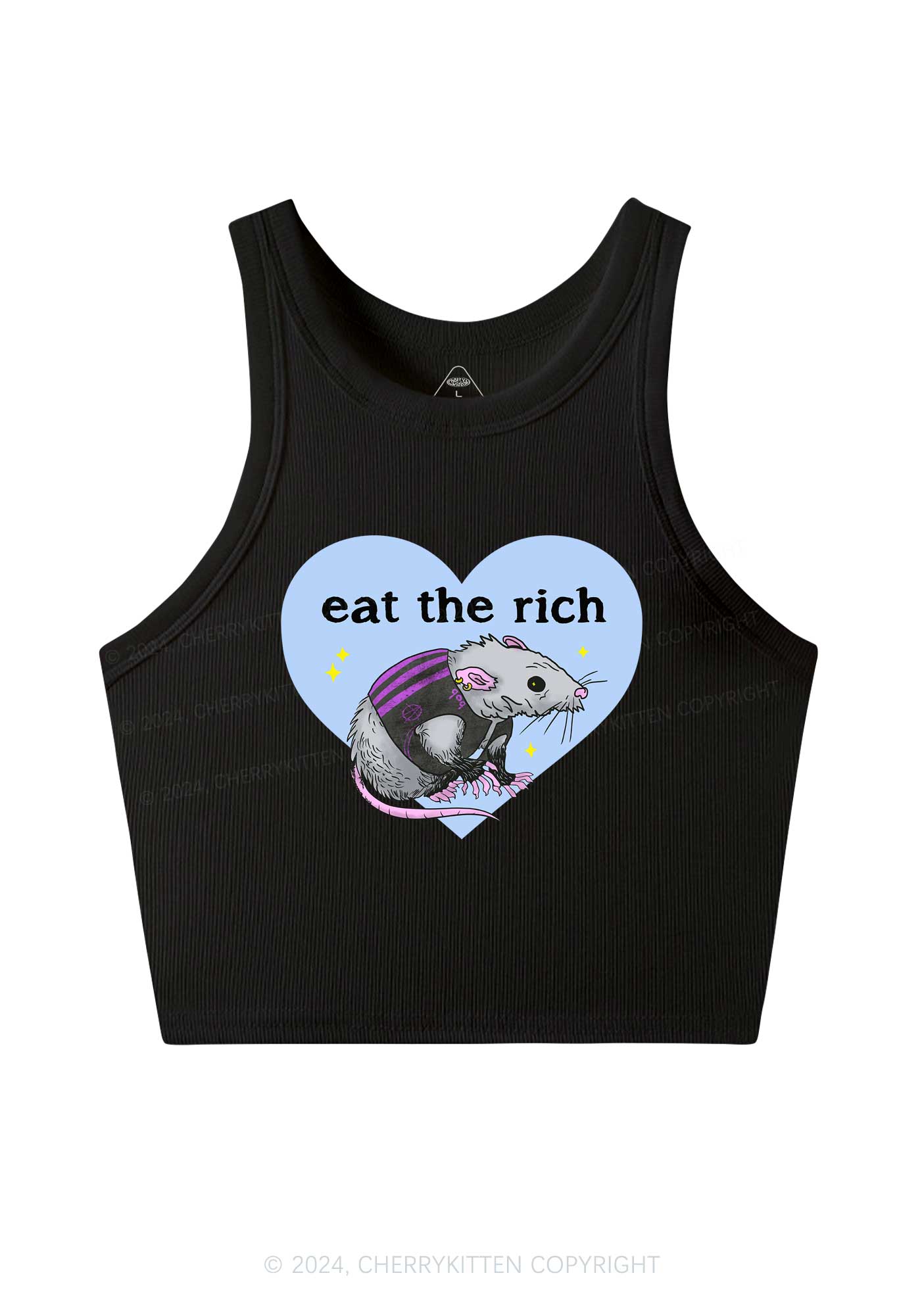 Eat The Rich Rat Y2K Crop Tank Top Cherrykitten