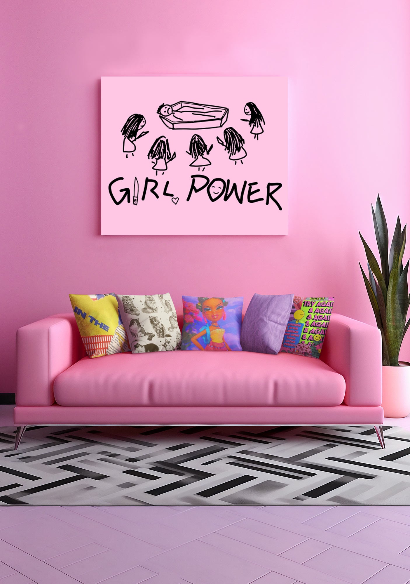 Girls Power Y2K Canvas Wall Art Cherrykitten