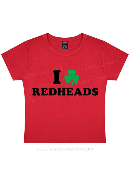 I Love Redheads St Patricks Y2K Baby Tee Cherrykitten