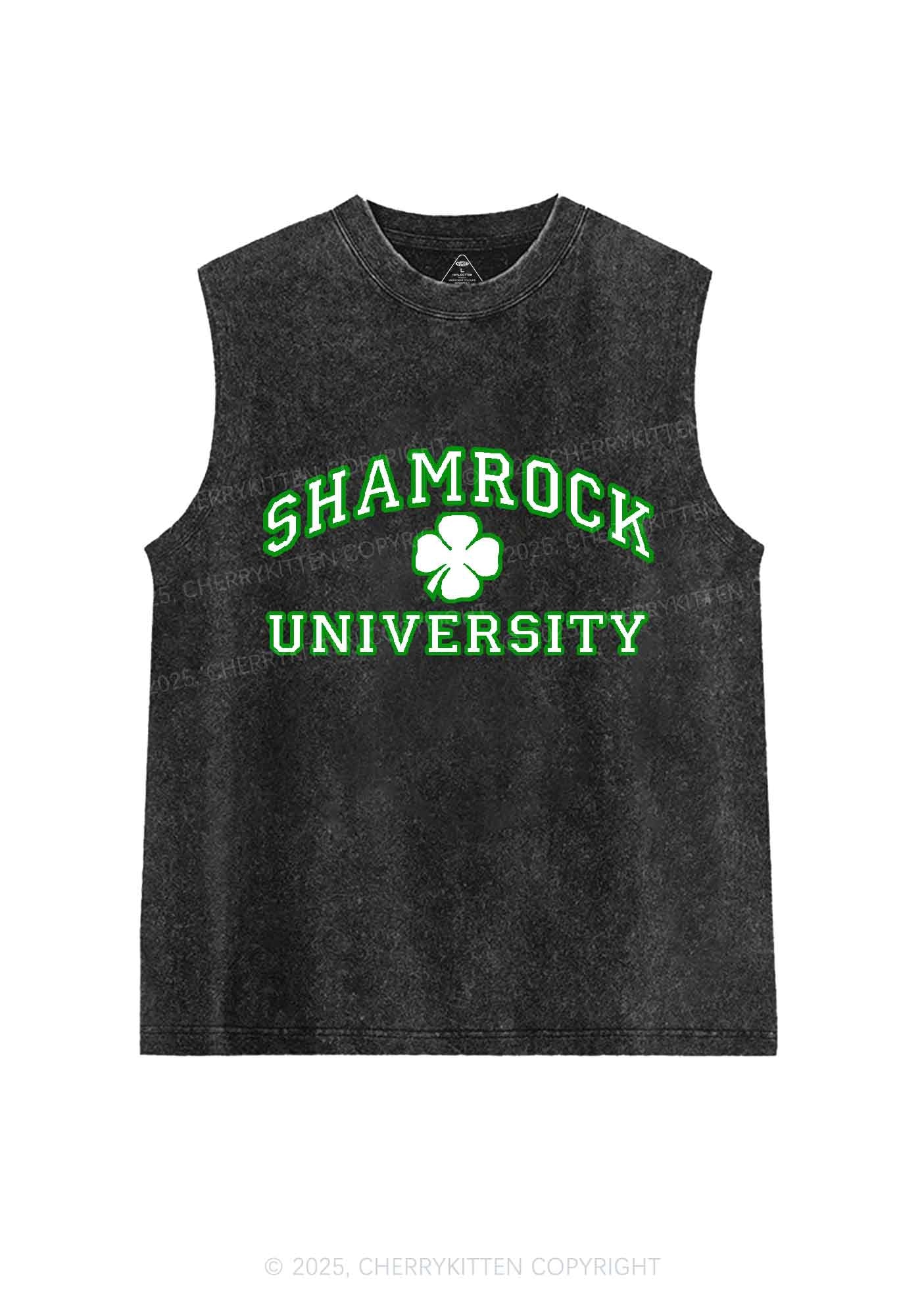 Shamrock University St Patricks Y2K Washed Tank Cherrykitten