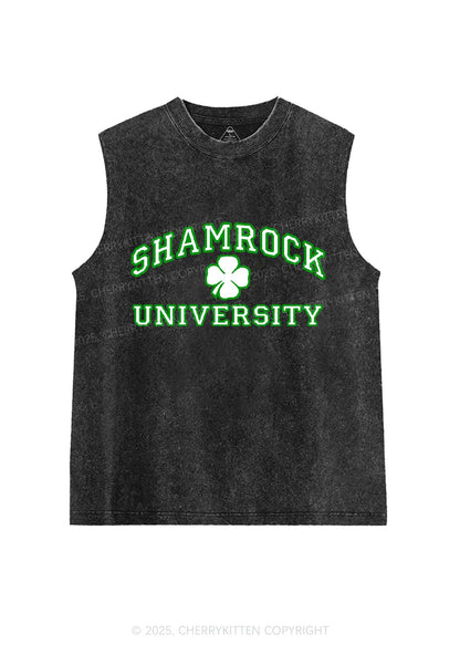 Shamrock University St Patricks Y2K Washed Tank Cherrykitten