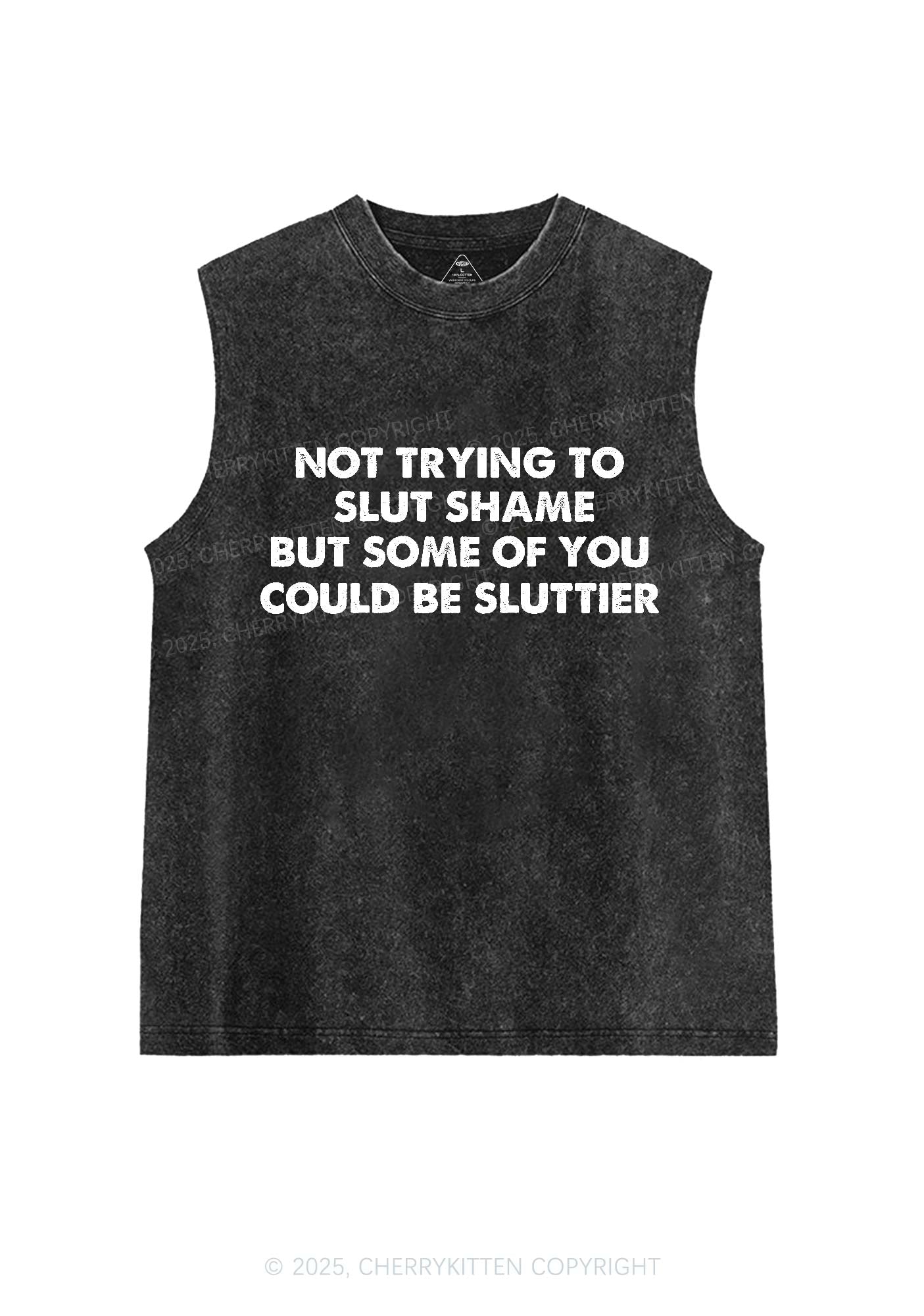 Not Trying To Slxt Shame Y2K Washed Tank Cherrykitten