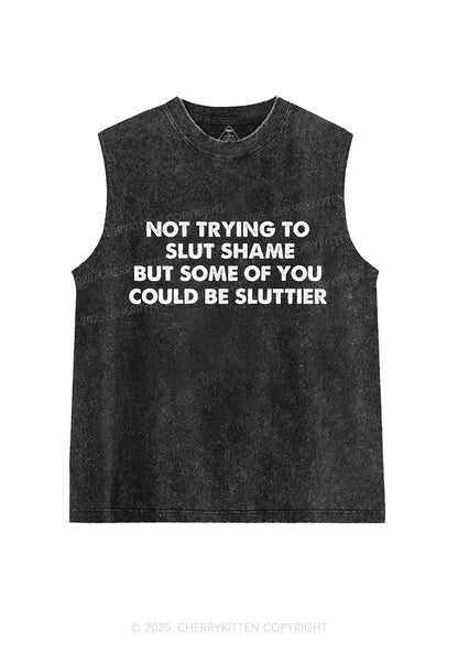 Not Trying To Slxt Shame Y2K Washed Tank Cherrykitten