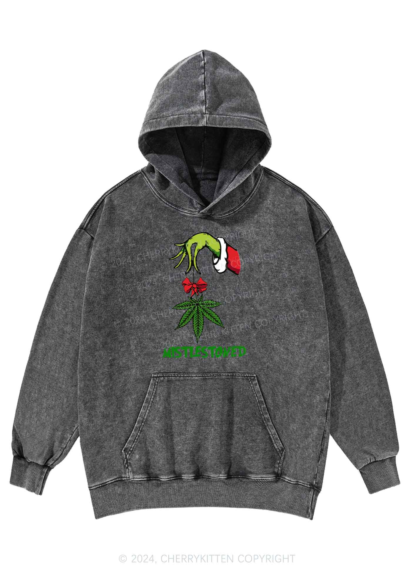 Christmas Mistlestoned Y2K Washed Hoodie Cherrykitten